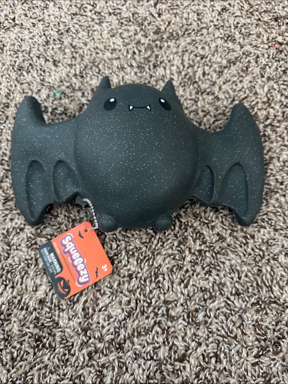 Black Sparkle squeeezy Bat Squishy toy